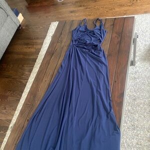 VENUS Deep Blue Maxi Dress with open back